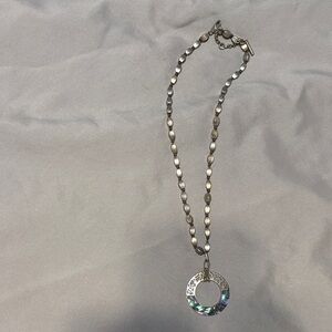 Elegant Silver Necklace with Abalone Pendant